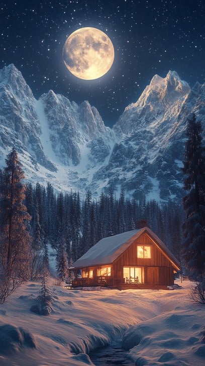 Moonlit Cabin